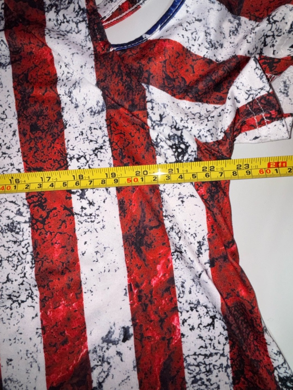 Women's Cold-Shoulder US Flag Print Tunic Top - Red, White & Blue - Picture 11 of 13